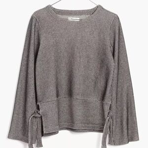 Madewell French Rib Black Side-Tie Pullover Sweater Top F8389